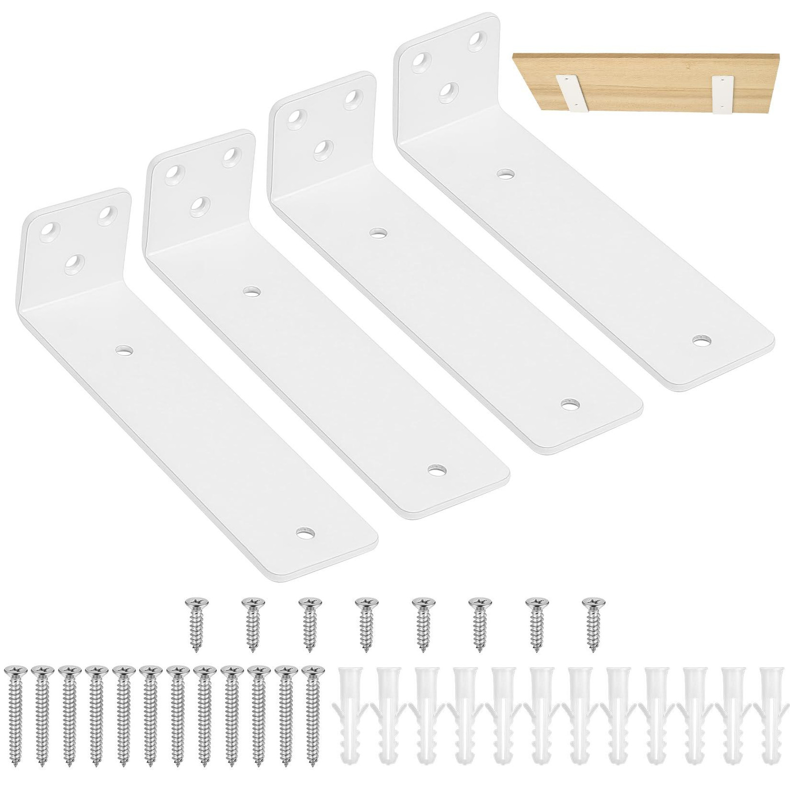 Selius Plankhouder Wit - 4 stuks - 150 mm Wandhouder voor zware belasting