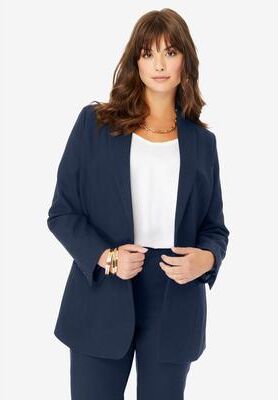 Plus Size Women's Plus Size Bendover Blazer by Roaman's in Navy (Size 16 W)