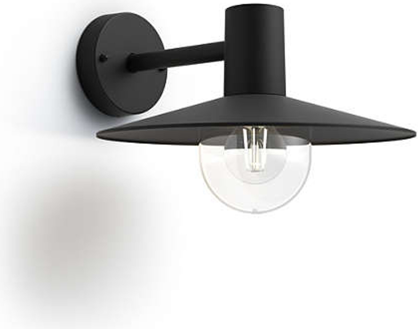 Philips Skua buitenwandlamp zwart met transparante kap