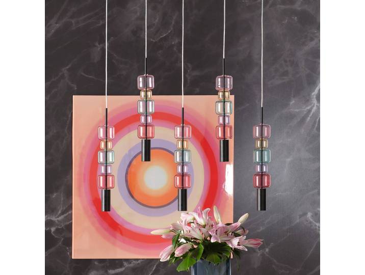 KARE Designer Hängeleuchte Candy Bar Colore, dimmbar, Multicolour, für Wohn- / Esszimmer, Glas, Design