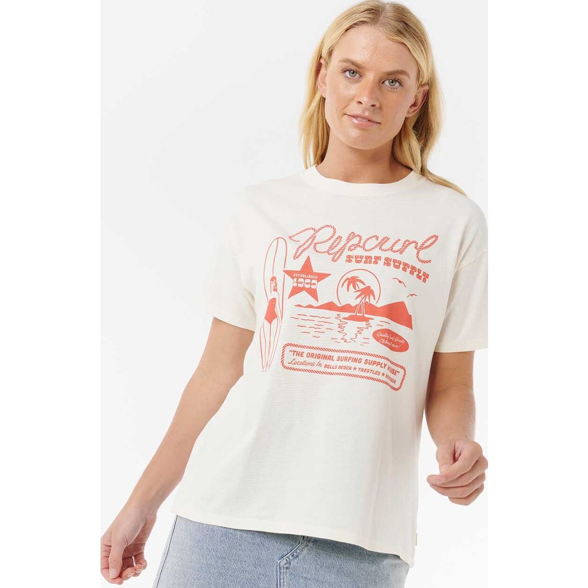 RipCurl Surf Supply Relaxed Tee bone (3021) XS 0JUWTE_3021_XS