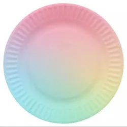 Pappteller mit Regenbogenmuster, 18 cm - 6 Stück
