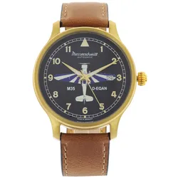 Messerschmitt M-35PVD-A Herren-Armbanduhr M35 Automatik Braun/Goldfarben