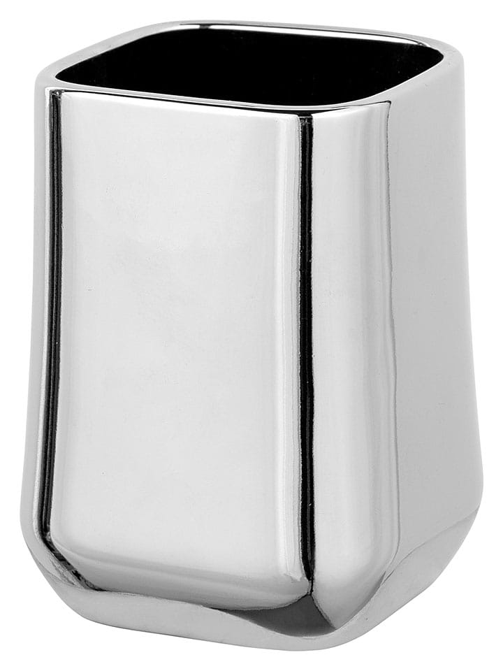 Schöner Wohnen Kollektion Zahnputzbecher ''Adine'' in Silber - (H)10,5 x Ø 7,5 cm - onesize