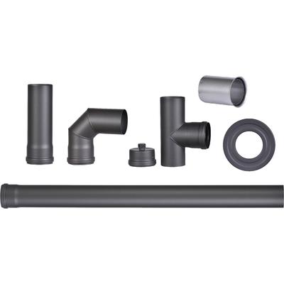 Ofenrohr HANSEATIC "Pelletofenrohr-Set, dunkelgrau, 80 mm", stahl dunkelgrau, B:8cm H:165cm L:26cm, Stahlblech, Rohre