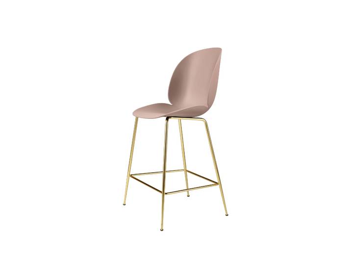 GUBI Tabouret de bar Gubi 3D bas sweet pink, structure en laiton