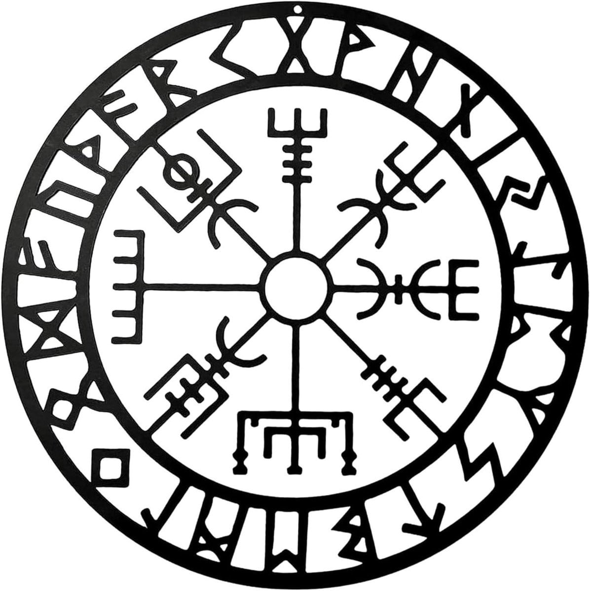 Metalen Wanddecoratie Odin Wandkunst in Zwart - Nordic Viking Stijl - Diameter: 28 cm