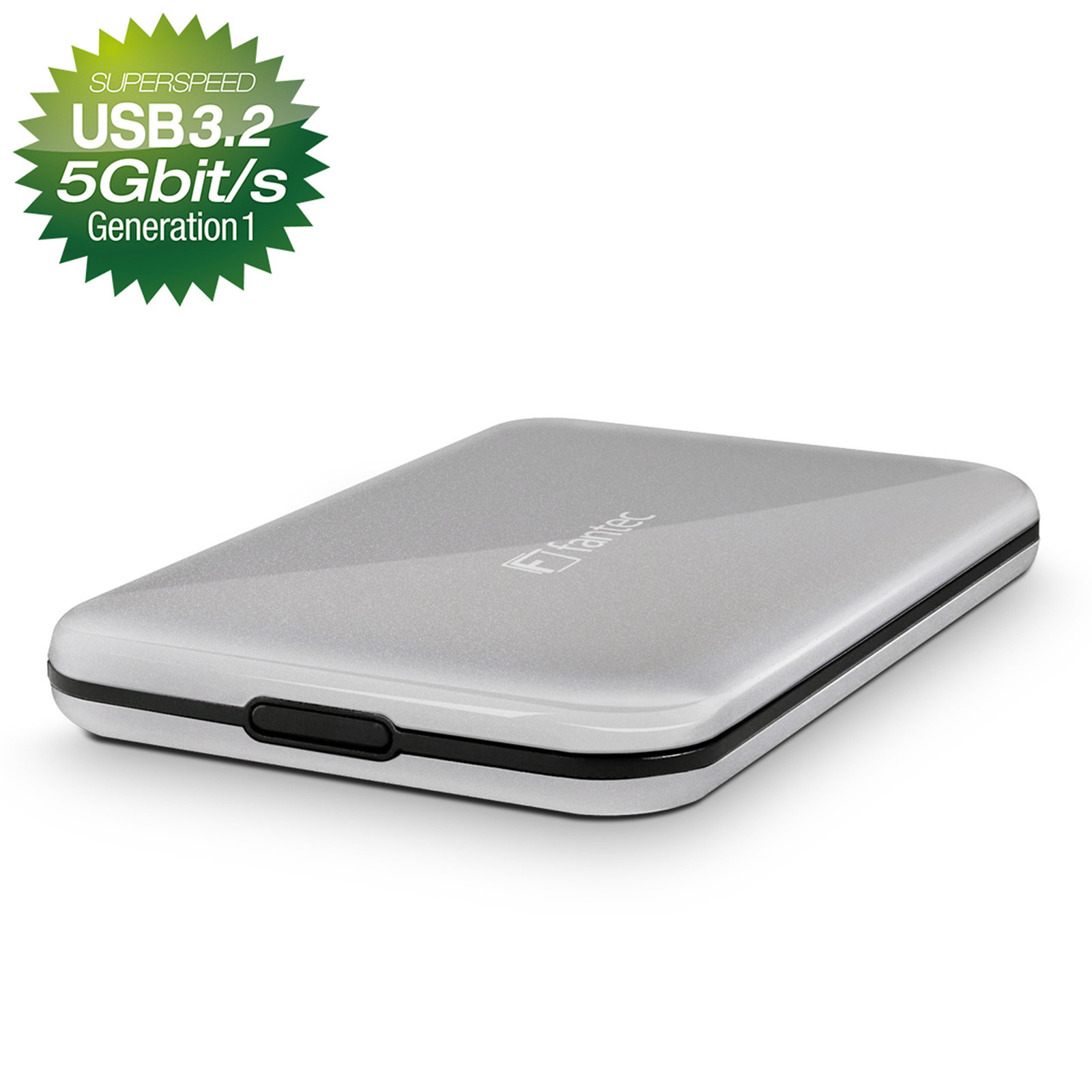 Fantec ALU-25U3 externe behuizing voor 2.5 inch SATA-schijven, USB 3.2, aluminium, zilver