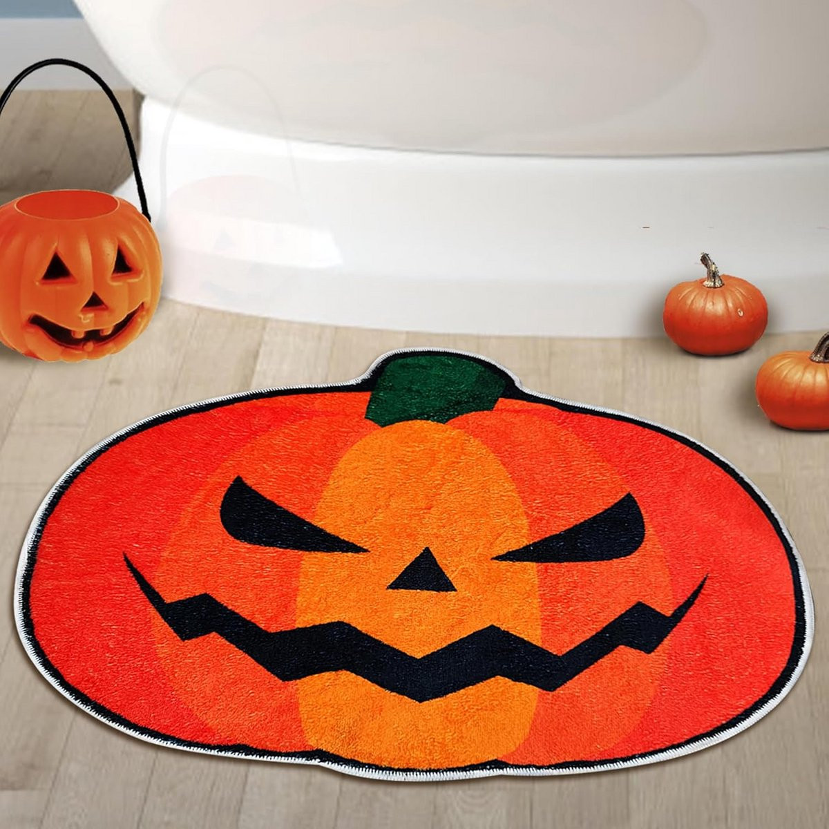 Waterabsorberend antislip badkamermat met herfst pompoen design, wasbaar