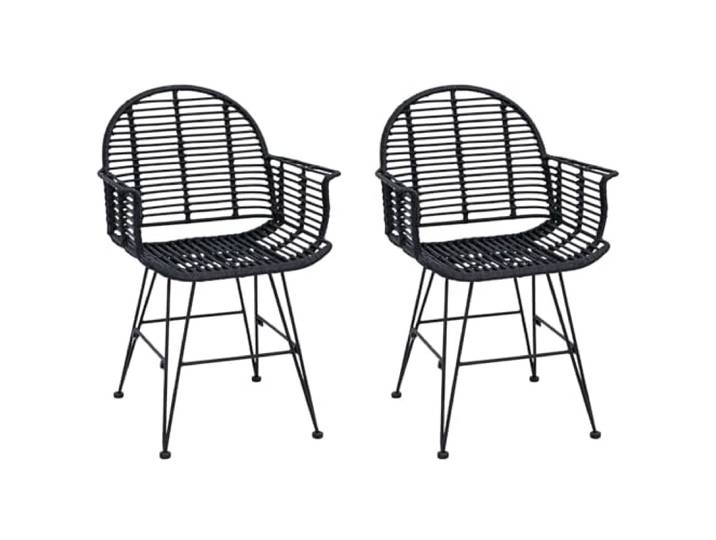 KKgypkn Rattan Armlehnstuhl 2er Set Schwarz 57x55x85 cm Handgewebte Rückenlehne, Fußstütze, stabiles Eisengestell, für Esszimmer und Küche
