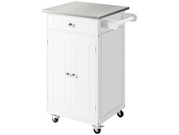 Desserte de cuisine inox JUNDAY blanche