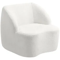 OKWISH Sessel 82x81x73 cm mit weicher Fleece-Polsterung in Cremeweiß, bequemer Lounge- und Relaxsessel für Wohnzimmer, Schlafzimmer und Homeoffice