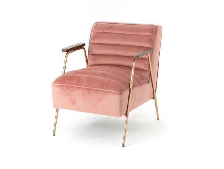 Fauteuil en velours rose Hutch - Amadeus