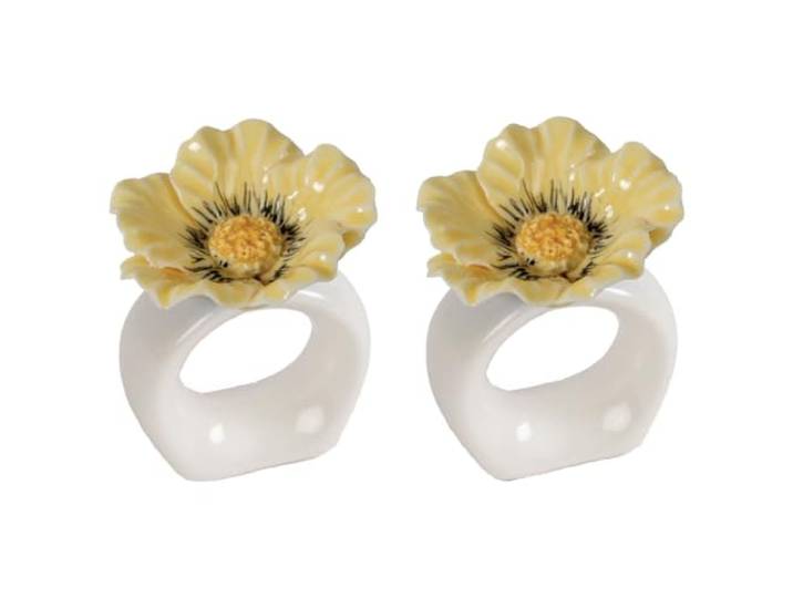 ByON Poppy Ronds de Serviette - Lot de 2 - Design en Forme de Fleur en Porcelaine Peinte à la Main - Décoration de Table décorative - Couleur: Beige - 5260919903