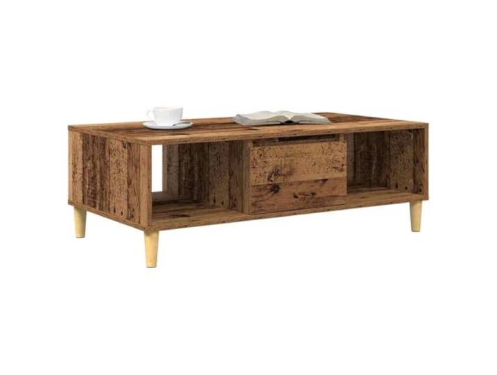 KTHLBRH Alter Holztisch 102 x 55 x 35 cm Mehrschichtiges Holz, 3 Einlegeböden, Scharniertüren, kleines Wohnzimmer