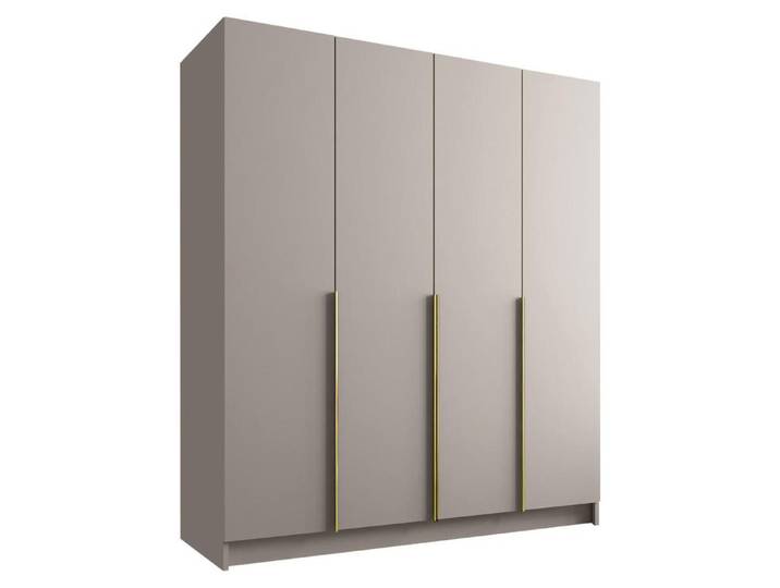 MIRJAN24 Kleiderschrank Santi I, Schlafzimmer, Drehtürenschrank, mit Kleiderstange, Modern, Garderobenschrank, Metallgriffe (Farbe: Cashmere / Cashmere + Gold)