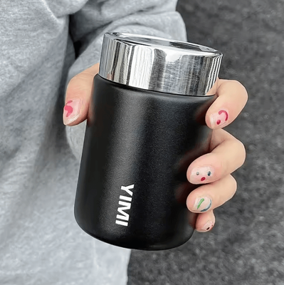 Uplift Curations Mini 316 Stainless Steel Thermos Mug Portable Pocket Vacuum Flask For Coffee & Tea black