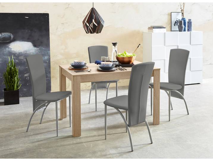 Essgruppe GOODPRODUCT, grau (eichefarben sägerau, grau), Sitzmöbel-Sets, Essgruppe