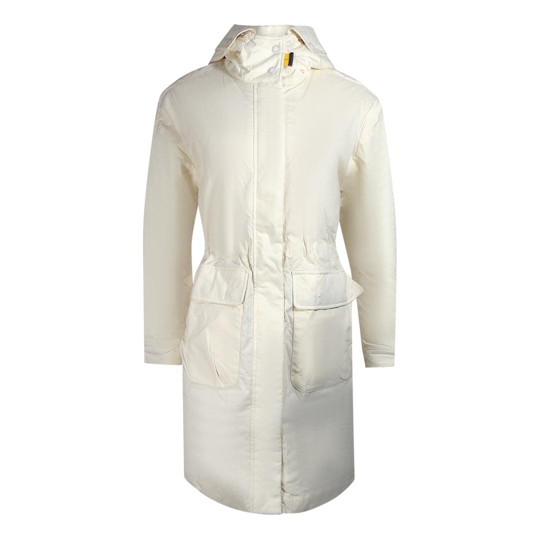 Parajumpers Eulalia Moonbeam witte gewatteerde lange jas met capuchon