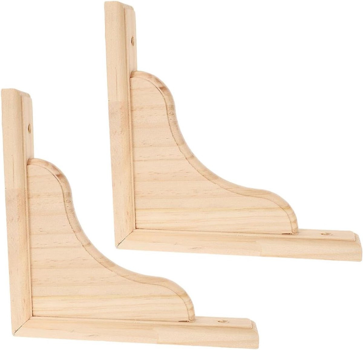 Beige Houten Plankbeugels - Driehoekige Steunen voor Zwevende Planken - 18 x 18 x 3 cm
