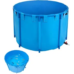 VEVOR Fischteich aus PVC, Fischtank mit 1700 L Fassungsvermögen, faltbares Koi-Aquarium, rundes Fischbecken mit stabilem Rahmen & Ablassventil, für Zucht von Koi, Goldfisch (blau)