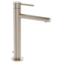 VitrA Origin Waschtischarmatur A4256934 Ausladung 145mm, mit Ablaufgarnitur, für freistehenden Aufsatzwaschtisch, Nickel gebürstet