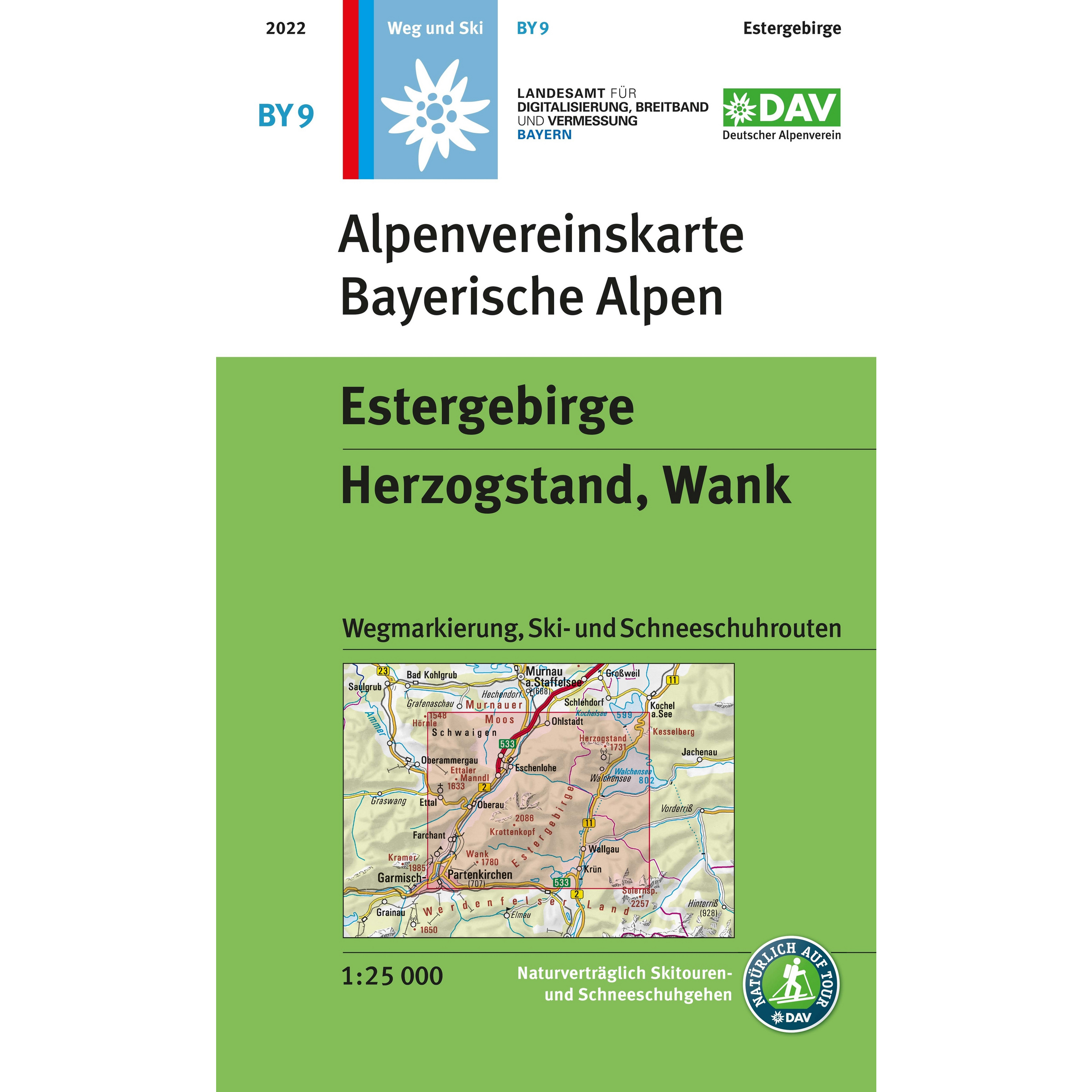 DAV AV-Karte BY 9 Estergebirge, Herzogstand, Wank Topografische Karten
