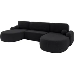 WOHNLANDSCHAFT mit Schlaffunktion und Bettkasten LIRA-U - 335x172x89 Schwarz
