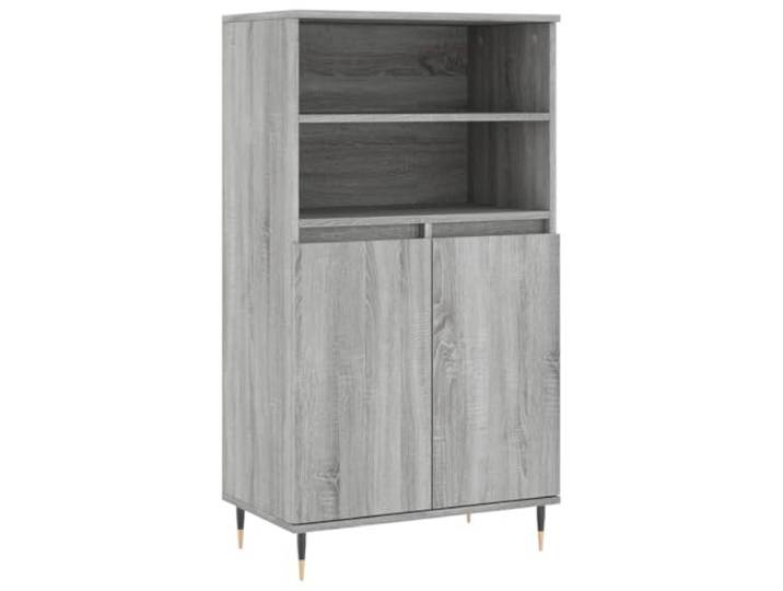 HKTMGDNG Highboard Grau Sonoma 60x36x110 cm Schrank mit Türen Vielseitige Aufbewahrung für Wohnzimmer und Flur: 6 Fächer schützen vor Staub, standfeste Metallbeine geben sicheren Halt.