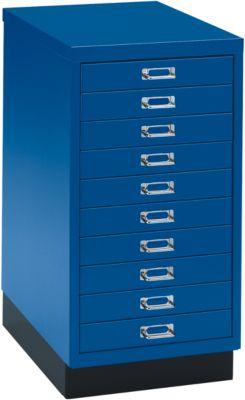 SSI Schubladenschrank DIN A3, 10 Schübe, 675 mm hoch, enzianblau
