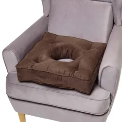 SITZKISSEN mit Aussparung braun 50/50/10 cm – Entlastungskissen, Velours