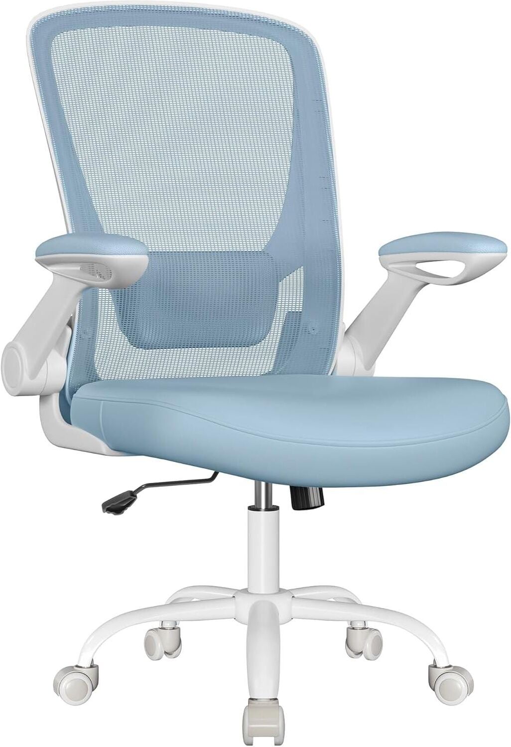 Bürostuhl SONGMICS "mit klappbaren Armlehnen", blau (hellblau), Stühle, Bürostuhl hellblau Einheitsgröße