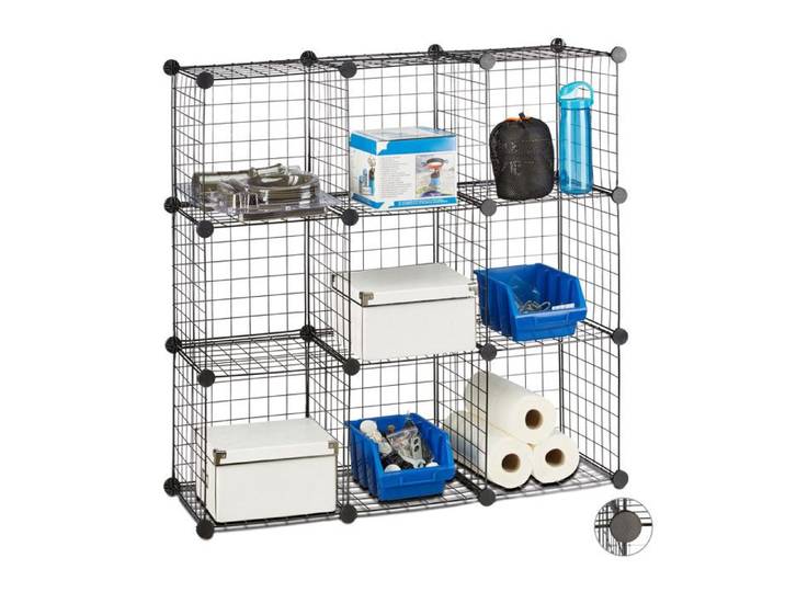 Relaxdays Étagère modulable métal 9 compartiments cube ouvert 30×30 cm montage DIY noir