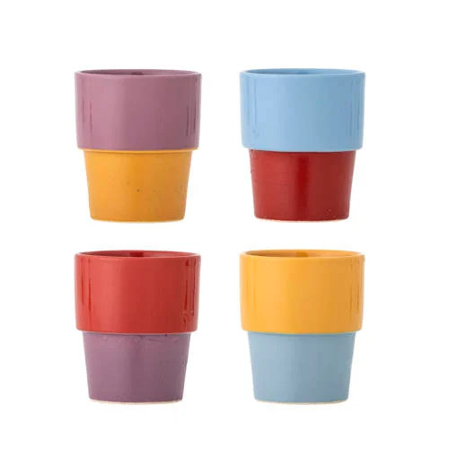 Bloomingville Ewan espresso kopjes set van 4 multicolor keramiek