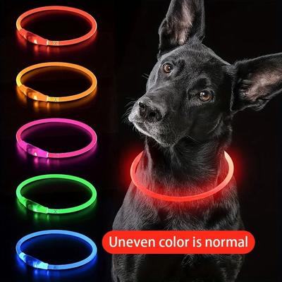 Uplift Picks LED Dog Collar Rechargeable Glow Night Safety Luminous Pet Collar For Dogs red s