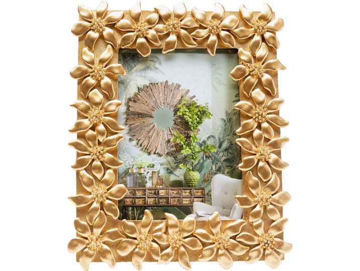 Bilderrahmen KARE DESIGN Flower 13x18cm , gold, B:20,5cm H:25,5cm T:2,8cm, Polyester, Polyresin, Bilderrahmen, Bilderrahmen