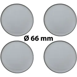 4 x Ø 66 mm Polymere Aufkleber / Silber-Optik / Nabenkappen, Felgendeckel