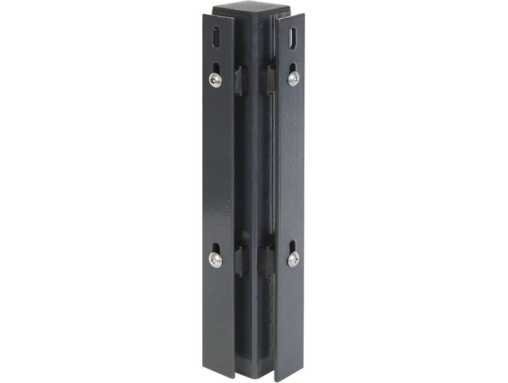 Eckpfosten ALBERTS, grau (anthrazit), B:6cm H:240cm T:4cm, Stahl, Zaunpfosten, Eckpfosten, 60x60 mm für Doppelstabmattenzaun, 240 cm, mit Flacheisen