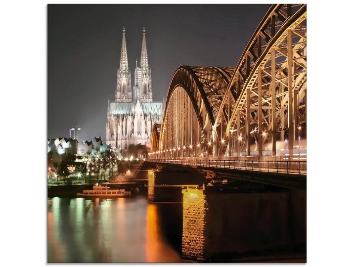 Glasbild ARTLAND Köln Skyline Collage V , gold (farbe bild(er): goldfarben), B:30cm H:30cm, Bilder, Glasbild, in verschiedenen Grössen