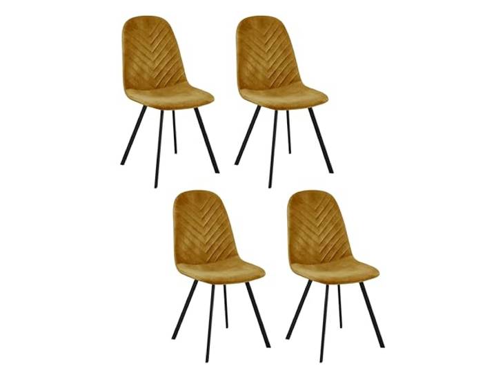 Casa Vital Esszimmerstuhl CELES, 4er-Set komplett, 45x60x89 cm, gepolstert, Ziernähte an Rückenlehne, Metallgestell schwarz, pulverbeschichtet, 120 kg max. Laden, Farbe (Kurkuma)
