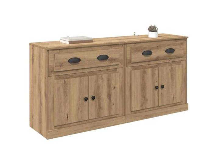 KTHLBRH Sideboards 2 Stück Eiche Handwerk 70 x 35,5 x 67,5 cm Mehrschichtiges Holz, matt, 4 Einlegeböden, 4 Türen, 2 Schubladen, Wohnzimmermöbel