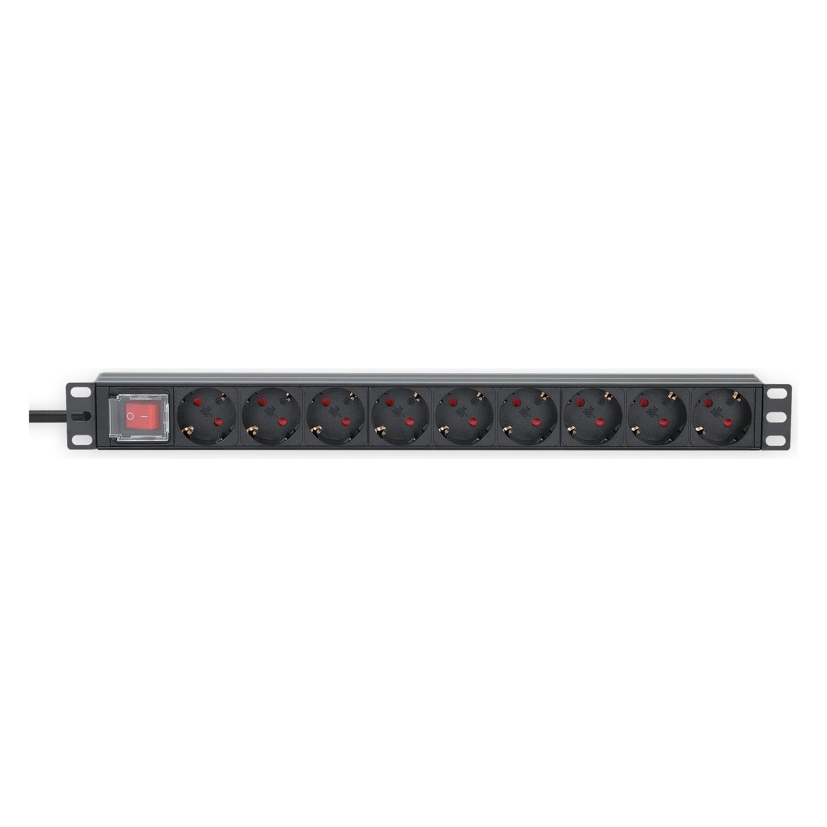 Intellinet 19" 9-fach Steckdosenleiste / PDU, Schutzkontakt, 1 HE (715133)