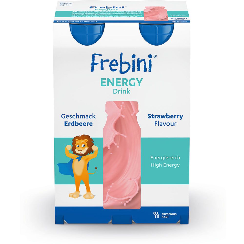 Frebini Energy Drink Erdbeere Trinkflasche 4x200 ml Flüssigkeit