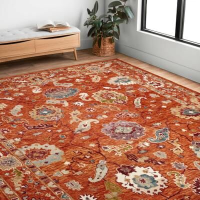 Alexander Home Megan Floral Hand-Hooked 100% Wool Area Rug