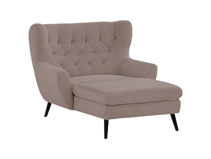 XXL-Sessel, Taupe & Braun-Grau, 120x101x165 cm, Cord-Textil, Eiche, Modern