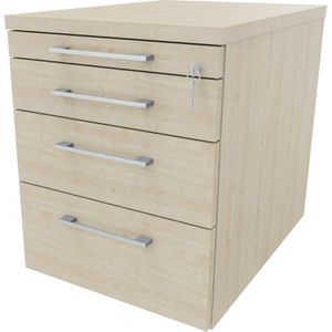 fm-Büromöbel Rollcontainer Fastline, aus Holz, königsahorn, mit 3 Schubladen & Utensilienauszug, abschließbar