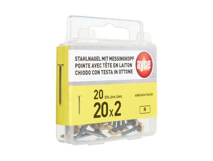 Ayce Stahlnägel mit Messingkopf 20 mm 20 Stück