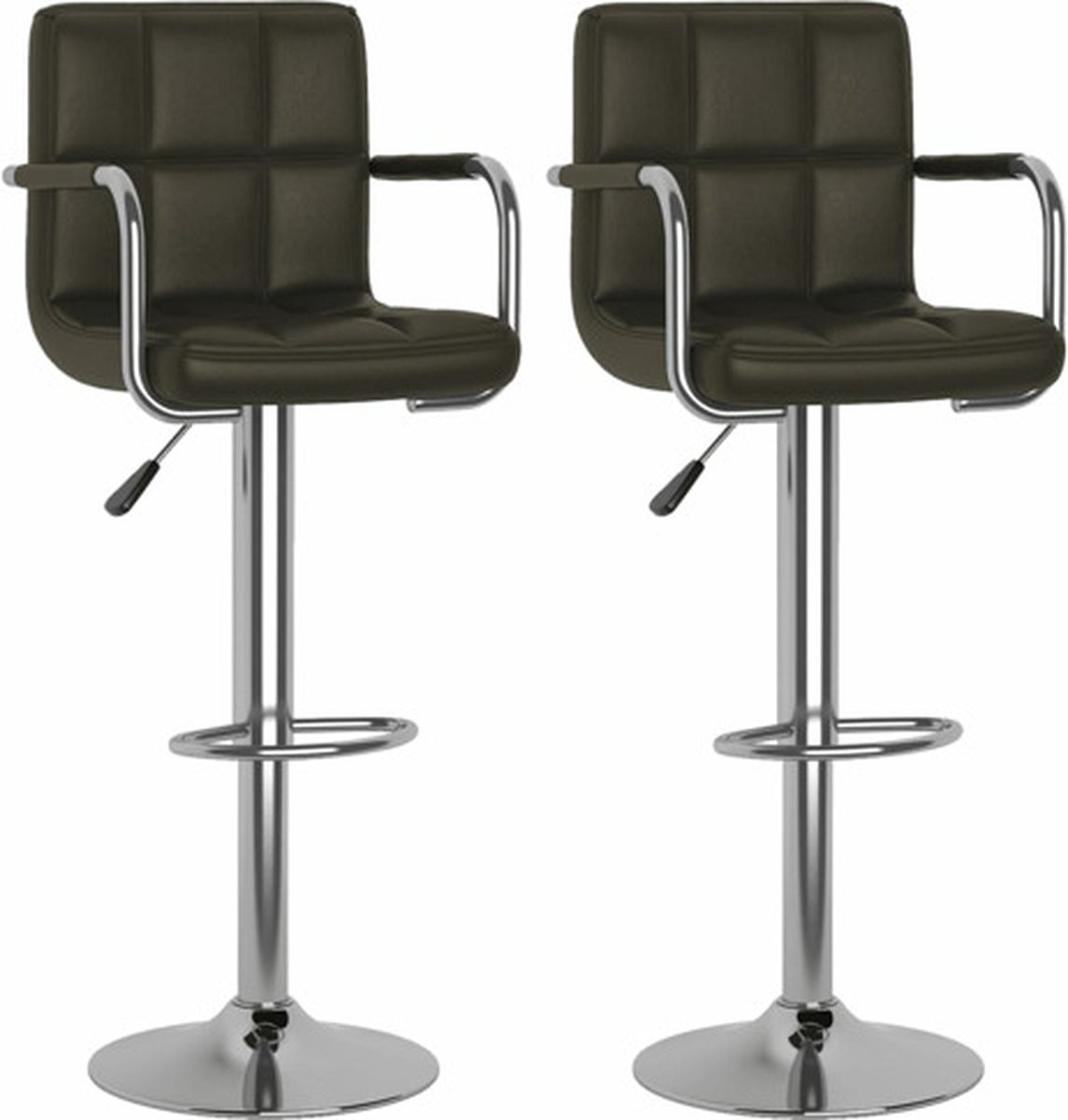 vidaXL Barstoelen met armleuningen - 2 stuks - kunstleer - bruin