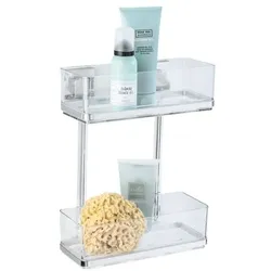 Wenko Wandregal Vacuum-Loc »Quadro« Wandregal 2 Etagen - Befestigen ohne Bohren silber, 25.5 cm