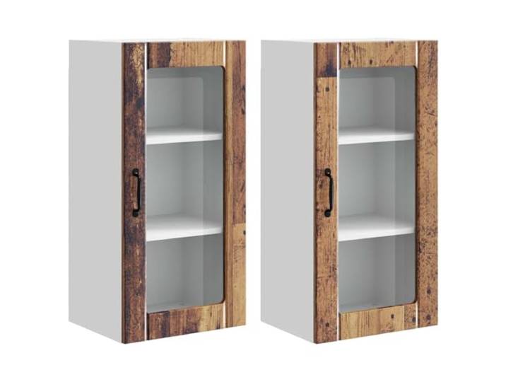 IBUQDDV Wandglas-Schrank Porto 2 STK. Altholz Holzwerkstoff Küche Wandmontage, geräumige Fächer, Ablagen, Innenbereich, moderne Küchendekoration, Aufbewahrung